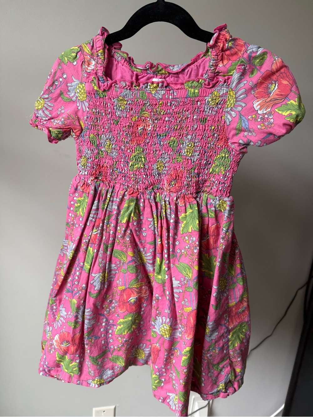 GAP Pink Floral Smocked Casual Dress